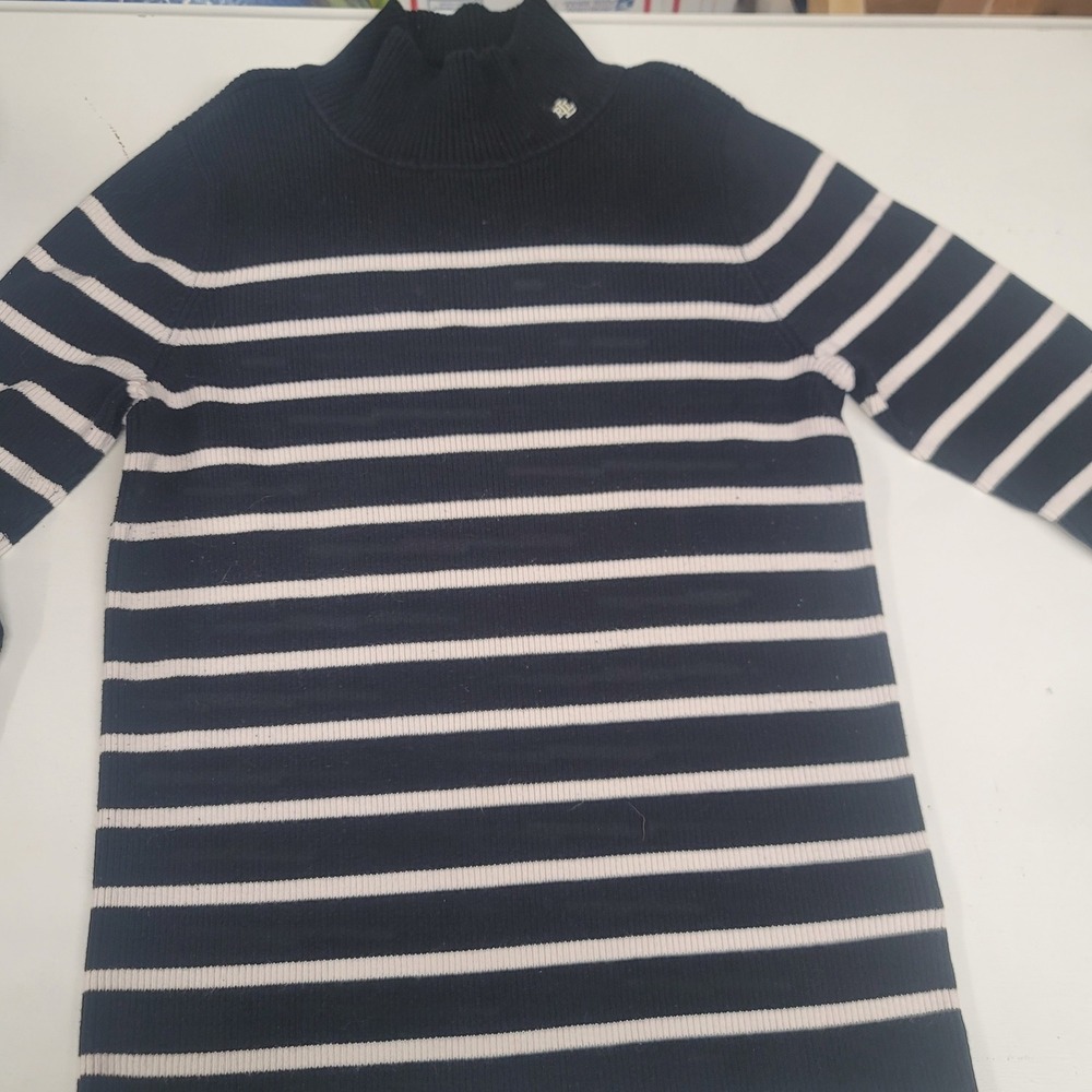 Lauren Ralph Lauren Women's Striped Mock Neck Knit Top Sweater Plus Size 1X‎